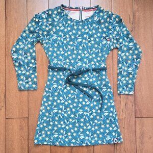 4 funky flavours green floral print long sleeve dress size 5-6